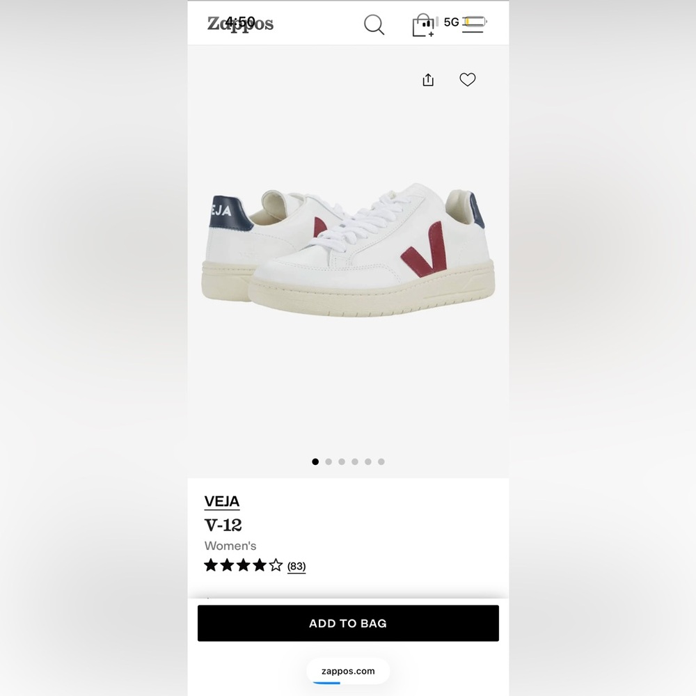Veja White Sneakers with Red and Blue Accents
